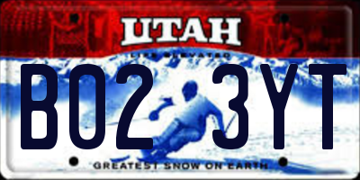 UT license plate B023YT