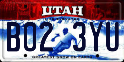 UT license plate B023YU