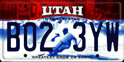 UT license plate B023YW
