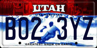 UT license plate B023YZ