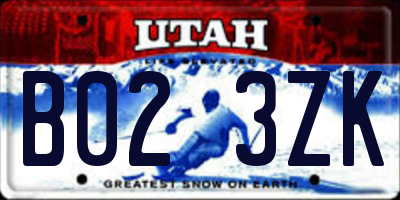 UT license plate B023ZK