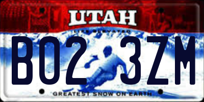 UT license plate B023ZM