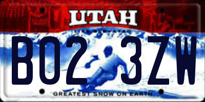 UT license plate B023ZW