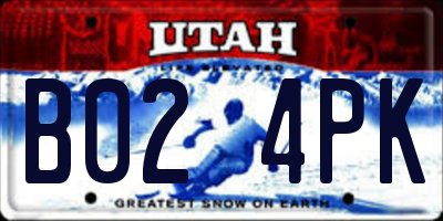 UT license plate B024PK
