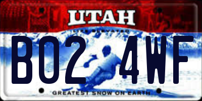 UT license plate B024WF