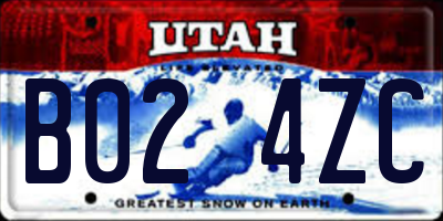 UT license plate B024ZC