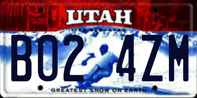UT license plate B024ZM