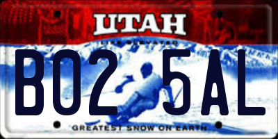 UT license plate B025AL
