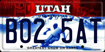 UT license plate B025AT