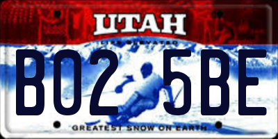 UT license plate B025BE