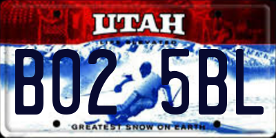 UT license plate B025BL