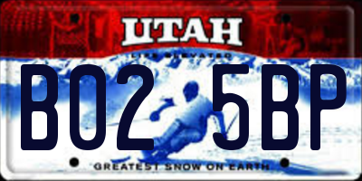 UT license plate B025BP