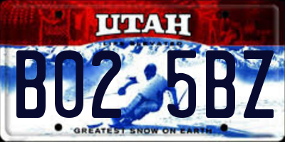 UT license plate B025BZ