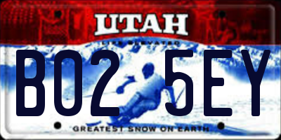 UT license plate B025EY