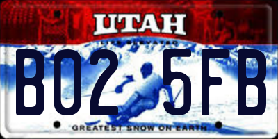 UT license plate B025FB