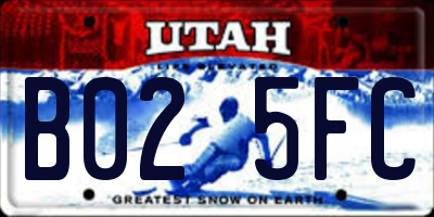 UT license plate B025FC