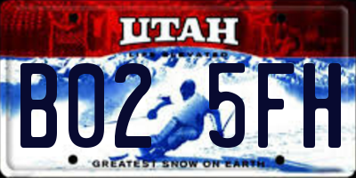 UT license plate B025FH