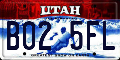 UT license plate B025FL