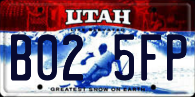 UT license plate B025FP