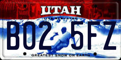 UT license plate B025FZ