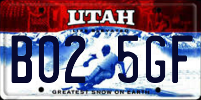 UT license plate B025GF