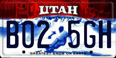 UT license plate B025GH