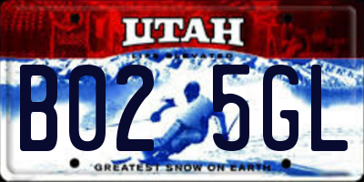 UT license plate B025GL
