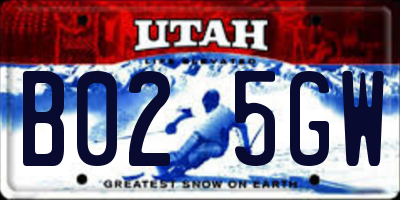 UT license plate B025GW