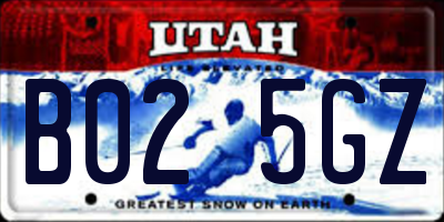 UT license plate B025GZ