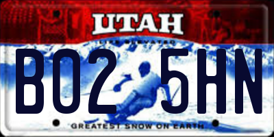UT license plate B025HN