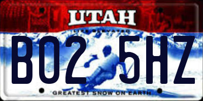 UT license plate B025HZ