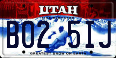 UT license plate B025IJ