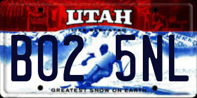 UT license plate B025NL