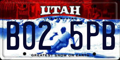 UT license plate B025PB