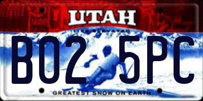 UT license plate B025PC