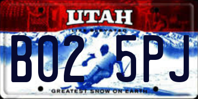 UT license plate B025PJ