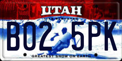 UT license plate B025PK