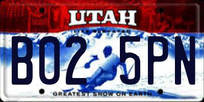 UT license plate B025PN