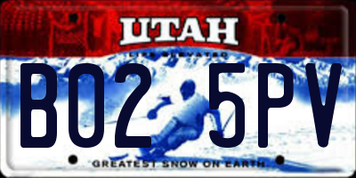 UT license plate B025PV