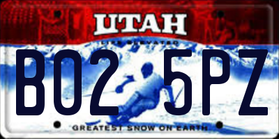 UT license plate B025PZ