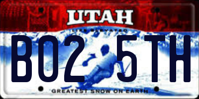 UT license plate B025TH