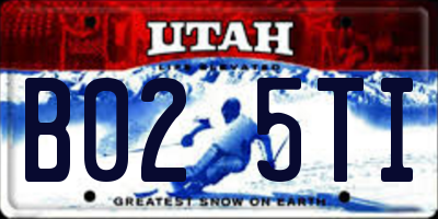 UT license plate B025TI