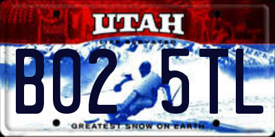 UT license plate B025TL