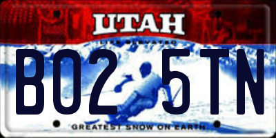 UT license plate B025TN