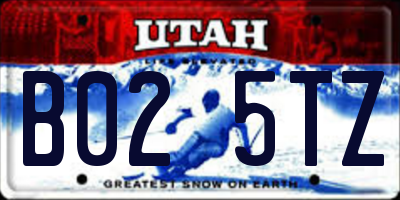 UT license plate B025TZ