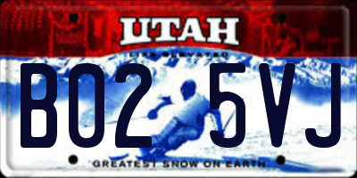 UT license plate B025VJ
