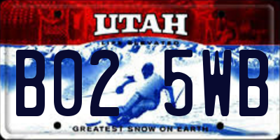 UT license plate B025WB