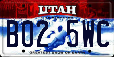 UT license plate B025WC