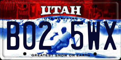 UT license plate B025WX
