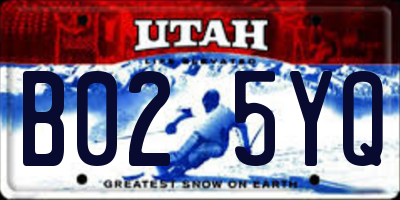 UT license plate B025YQ